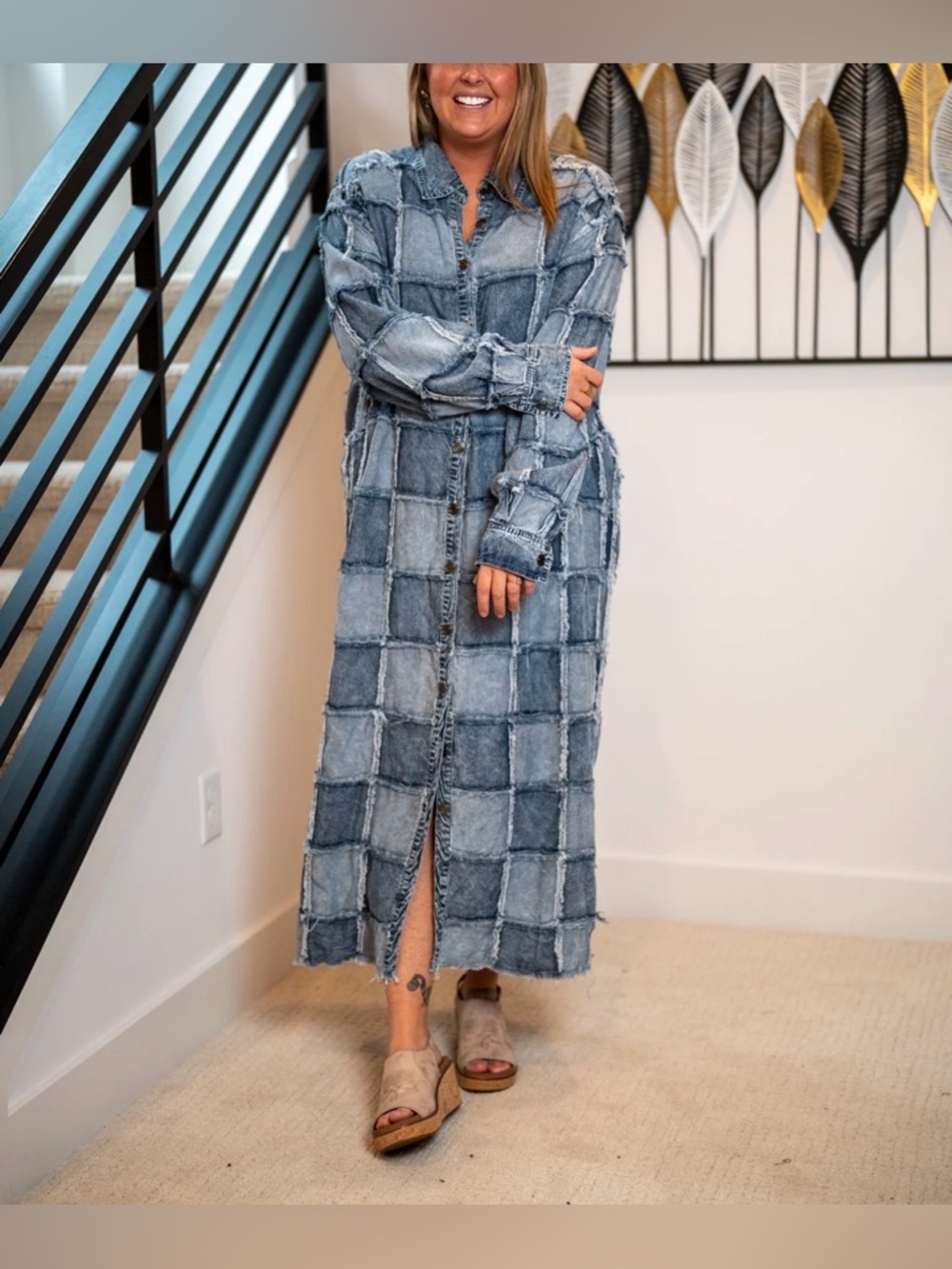NWOT Blue Denim Long Shirt Dress by Oli & Hali